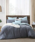 Фото #4 товара Ultra Soft Valatie Cotton Garment Washed Dyed Reversible 3 Piece Duvet Cover Set, California King