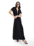 The Frolic yasha tie detail maxi beach dress in black