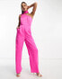 Фото #1 товара Forever New – Jumpsuit aus Satin in Rosa mit Bindedetail am Hals