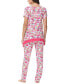 ფოტო #6 პროდუქტის Women's Printed Short Sleeve Tunic with Pant Pajama Set