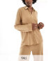 Vero Moda Tall textured jersey shirt co-ord in beige