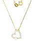 ფოტო #1 პროდუქტის Cubic Zirconia & Imitation Pearl Open Heart Pendant Necklace in 14k Gold-Plated Sterling Silver, 16" + 2" extender