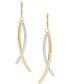 ფოტო #3 პროდუქტის Curved Stick Crossover Drop Earrings in 10k Two-Tone Gold, Created for Macy's