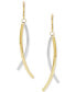 ფოტო #3 პროდუქტის Curved Stick Crossover Drop Earrings in 10k Two-Tone Gold, Created for Macy's