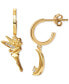 Cubic Zirconia Tinkerbell & Moon Mismatch Dangle Hoop Earrings in 18k Gold-Plated Sterling Silver