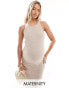 Mamalicious Maternity crochet midi tank dress in beige Французский дуб, XL - фото #1