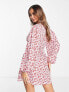Glamorous wrap mini tea dress in pink ditsy