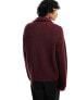 Weekday Harry wool blend half zip jumper in burgundy