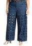 Фото #1 товара Plus Size Circular Cutout Denim Pant