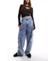 Фото #2 товара BOSS wide leg cargo jeans in stone wash