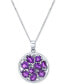 Фото #1 товара Macy's amethyst (3-1/8 ct. t.w.) & Diamond (1/20 ct. t.w.) Cluster 18" Pendant Necklace in Sterling Silver