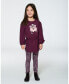 Big Girls Stretch Leggings Burgundy Printed Flowers Burgundy printed little flowers, 10 - фото #2