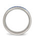 Фото #2 товара Stainless Steel Blue Fiber Inlay 8mm Edge Band Ring