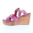 Bed Stu Grettell F376013 Womens Pink Leather Slip On Wedges Sandals Shoes