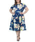 ფოტო #3 პროდუქტის Plus Size Short Sleeve Flare Midi Pocket Dress