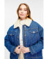 ფოტო #4 პროდუქტის Women's Denim Jacket, Shearling & White Wool