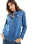 Wrangler heritage western denim shirt in mid wash