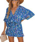 ფოტო #6 პროდუქტის Women's Abstract Print Drawstring Romper