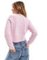 ASOS DESIGN fluffy neat fit cardigan in pink