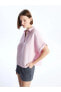 LCW Vision Polo Yaka Düz Kısa Kollu Oversize Kadın Bluz
