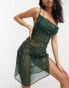 Фото #1 товара Brave Soul strappy beach dress in dark green snake print