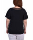 Фото #2 товара Plus Size Short Sleeve Knit Top with Sheer Inset