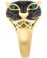 ფოტო #2 პროდუქტის EFFY® Black Diamond (1-3/4 ct. t.w.) & Emerald (1/10 ct. t.w.) Panther Head Ring in 14k Gold