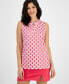 Фото #3 товара Women's Sleeveless Split-Neck Geometric-Print Tunic Top