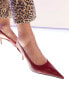 ASOS DESIGN Solo premium leather slingback mid heeled shoes in deep red