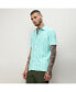 Men's Aqua Blue Unbalanced Striped Shirt