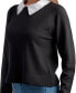 Juniors' Raglan-Sleeve Contrast-Collared Sweater