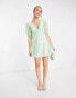 Miss Selfridge lace cut out frill detail mini dress in mint green