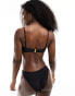 Фото #4 товара Miss Selfridge contrast corsage bandeau bikini top in black