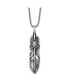 Фото #1 товара Chisel antiqued and White Cat's Eye Feather Pendant Box Chain Necklace