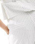 4th & Reckless linen look straight leg trousers co-ord in white pinstripe