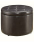 22" Faux Leather Round Shoe Storage Ottoman