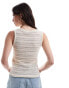 Pieces lace racer neck vest top in cream