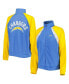 ფოტო #1 პროდუქტის Women's Powder Blue, Gold Los Angeles Chargers Confetti Raglan Full-Zip Track Jacket