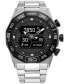 ფოტო #1 პროდუქტის Men's CZ Smart Hybrid Stainless Steel Bracelet Smart Watch 44mm