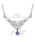 ფოტო #3 პროდუქტის Purple Good Luck Trinity Irish Love Knot Triquetra Infinity Statement Celtic Necklace V Collar Pendant Couples Sterling Silver