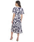 Women's Printed Flutter-Sleeve High-Low Dress