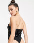 Extro & Vert scoop basque body in black sequin