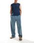 ASOS DESIGN pull on smart wide leg trousers in dusty blue texture