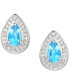 ფოტო #11 პროდუქტის Amethyst (5/8 ct. t.w.) & Lab-Grown White Sapphire (1/6 ct. t.w.) Pear Halo Stud Earrings in Sterling Silver (Also in Additional Gemstones)
