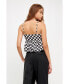 Women's Knotted Checker Print Top
