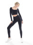 Фото #1 товара Miss Selfridge v front rib seamless legging co-ord in washed charcoal