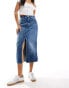 Фото #1 товара Tommy Jeans Claire denim midi skirt in mid wash