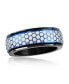 Stainless Steel Honey Comb Design Spinner Ring - Blue & Silver