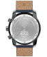ფოტო #3 პროდუქტის Men's Bold Verso Swiss Quartz Chronograph Navy Genuine Leather Strap Watch 44mm