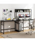 L-shaped Desk with Power Outlet Large Corner Desk Converts to 2-Person Long Desk Rustic - фото #4